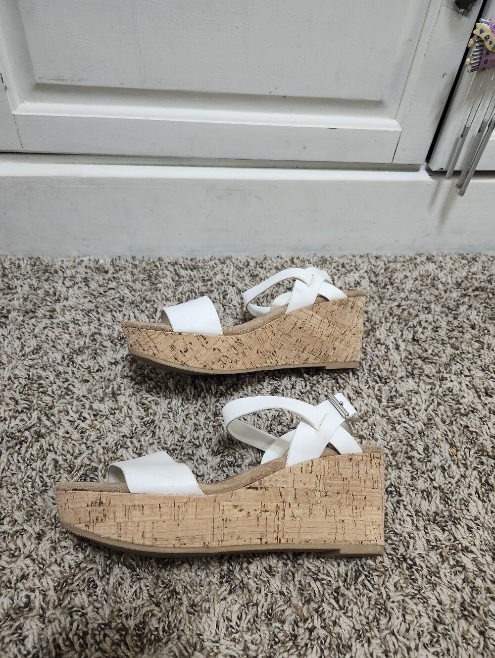 Coconuts by Matisse White Cork Platform Wedge Sandals